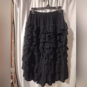 Marrika Nakk Black Ruffled Long Skirt